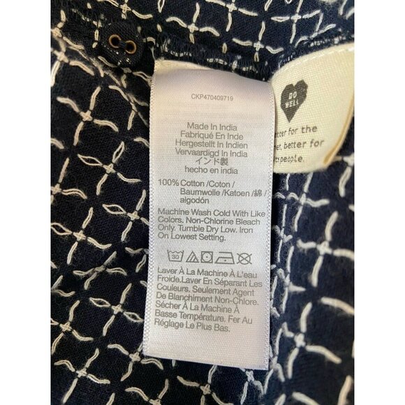 Madewell Dobby V Neck Tiered Dress Navy White Extra Small XS - Picture 6 of 6